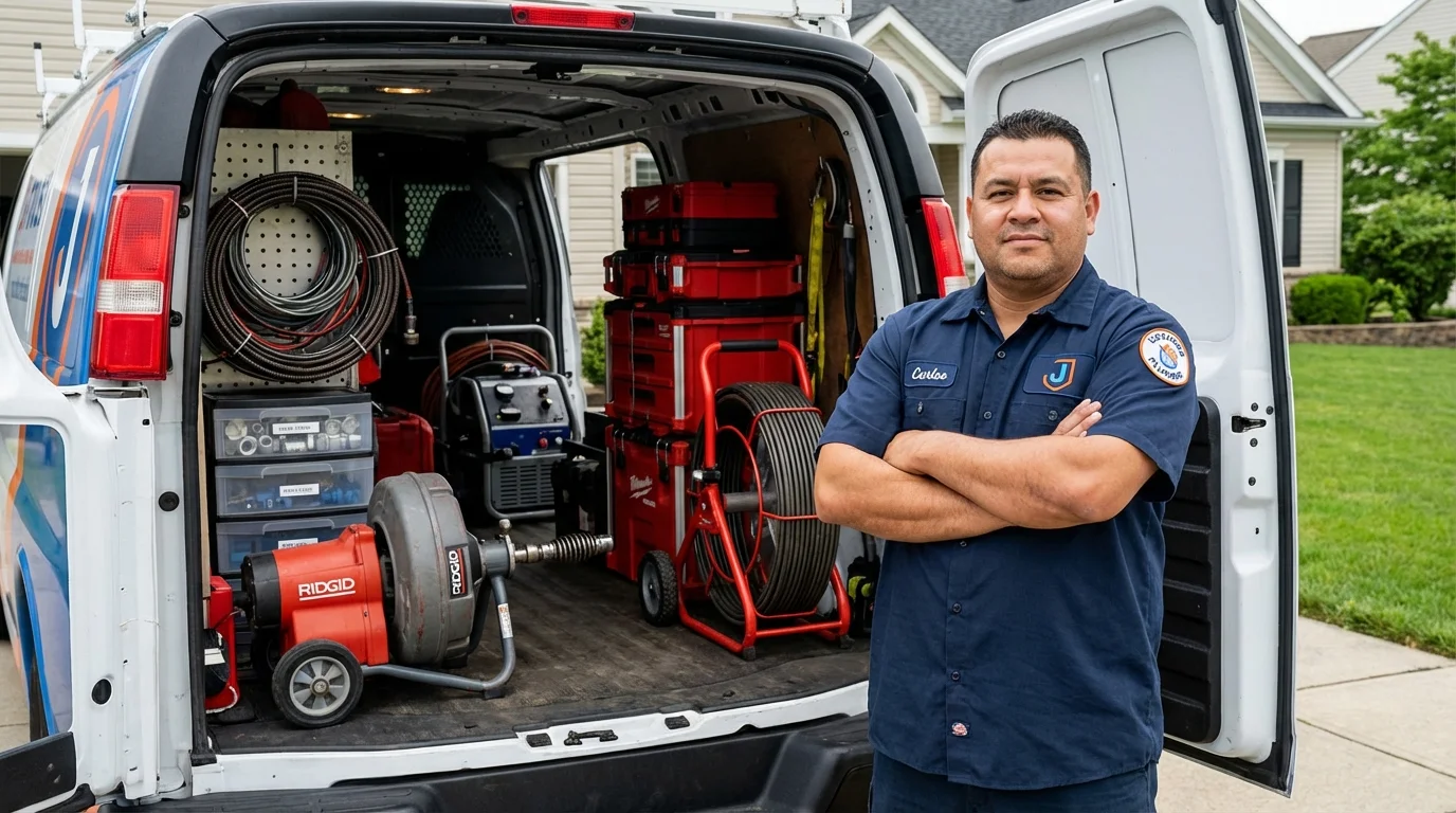 Professional drain cleaning equipment and Johns Plumbing LLC plumber in Sloatsburg