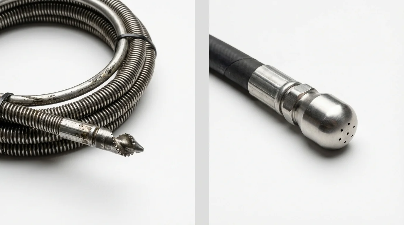 Drain snake cable and hydro jetting nozzle used for drain cleaning in Sloatsburg, NY