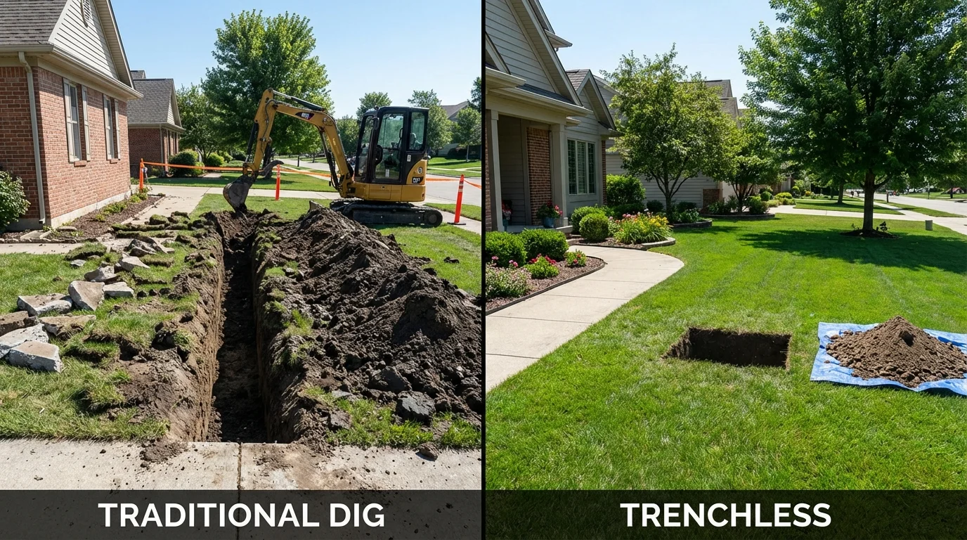 Trenchless sewer repair with minimal yard damage versus traditional excavation in Sloatsburg, NY